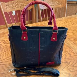 NWOT Faux Leather Letter Tote/Crossbody